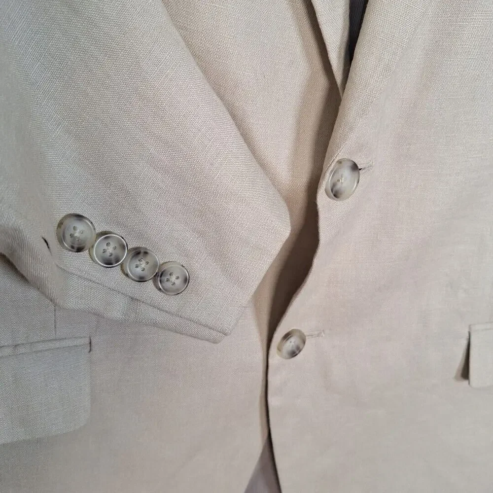 Pronto Uomo Platinum Linen Blazer Sport Jacket Double Vent 2 Button Men Size 46R - Picture 3 of 9